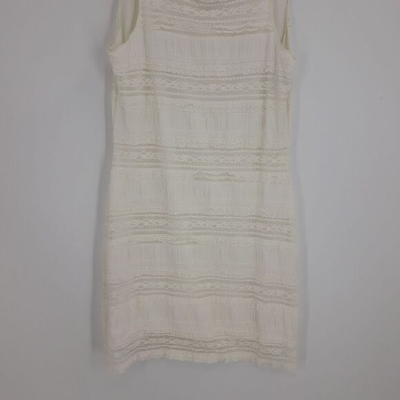 Studio M Boho Lace Sleeveless Scoop Neck Mini Dress Ivory Sz L - Picture 8 of 10